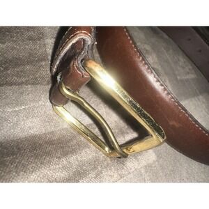 Torino Leather Belt Mens Size 36 Brown European Cowhide Brass Tone Buckle 7501
